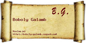 Boboly Galamb névjegykártya